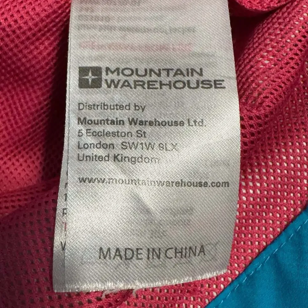 Mountain Warehouse Girls Waterproof Hooded Rain Jacket Blue Pink Size 9-10